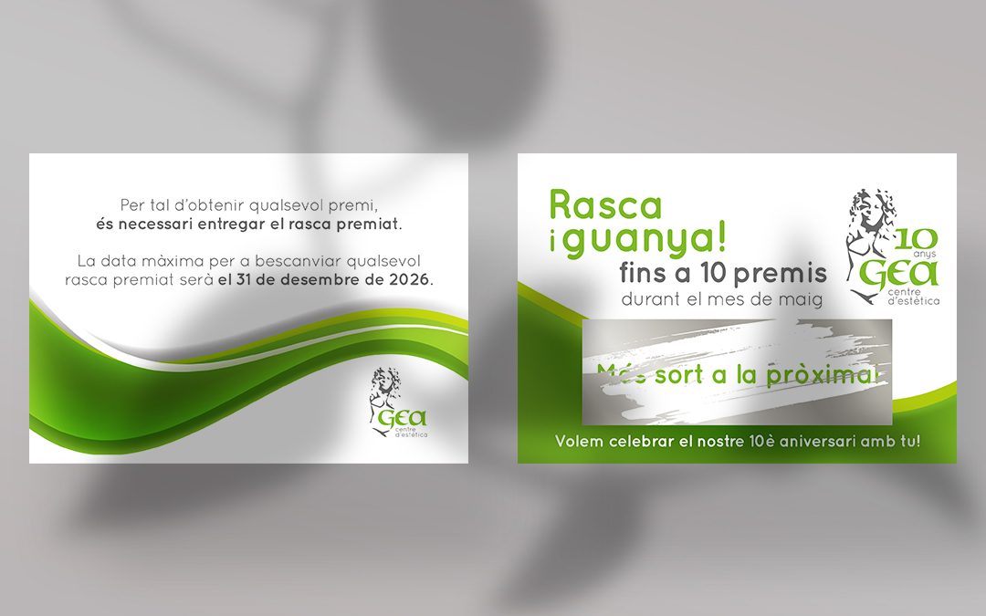 disseny de targetes «rasca i guanya» per a un centre d’estètica