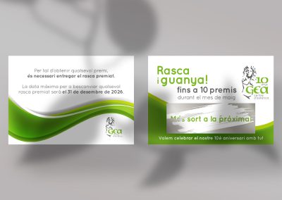 disseny de targetes «rasca i guanya» per a un centre d’estètica