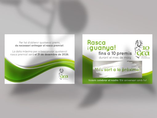 disseny de targetes «rasca i guanya» per a un centre d’estètica